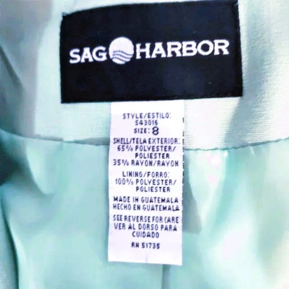 Sag Harbor Light Green Single Button Slit Pockets Size 8 NWOT - Picture 3 of 3